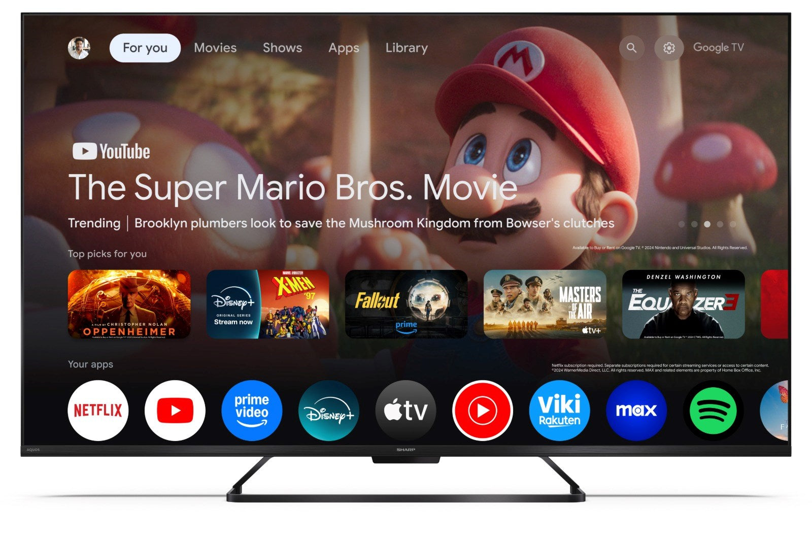 TV 50" SHARP 144Hz 50HR7265E QLED 4K UHD Google TV Dolby Digital Packaging status original