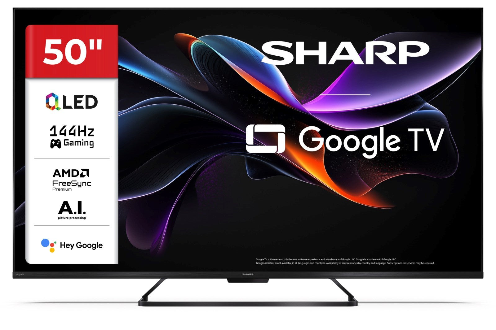 TV 50" SHARP 144Hz 50HR7265E QLED 4K UHD Google TV Dolby Digital