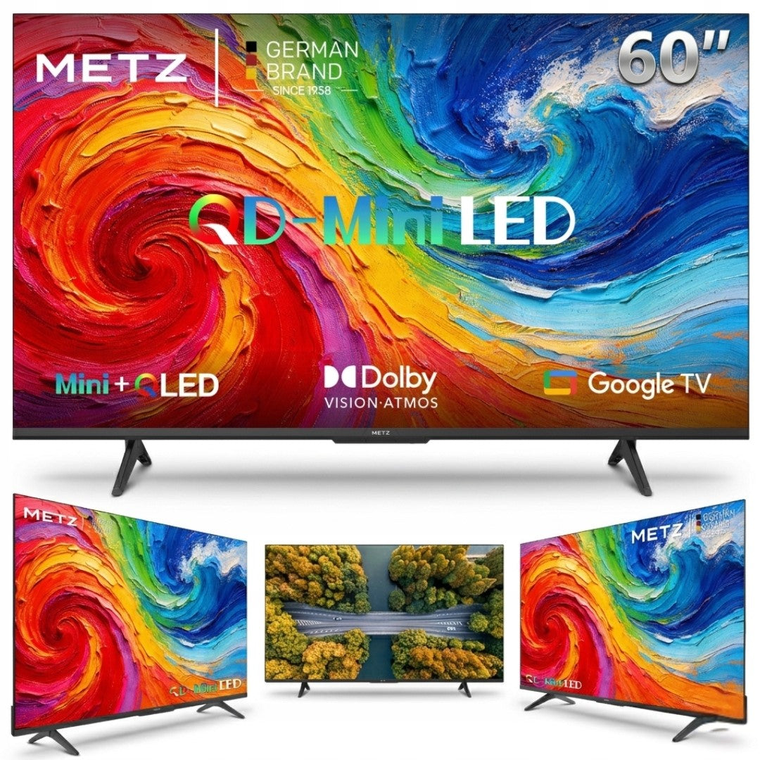 TV 60" QD-Mini LED METZ 60MNH7000Z Google TV WiFi Smart TV DVBT2 HDR