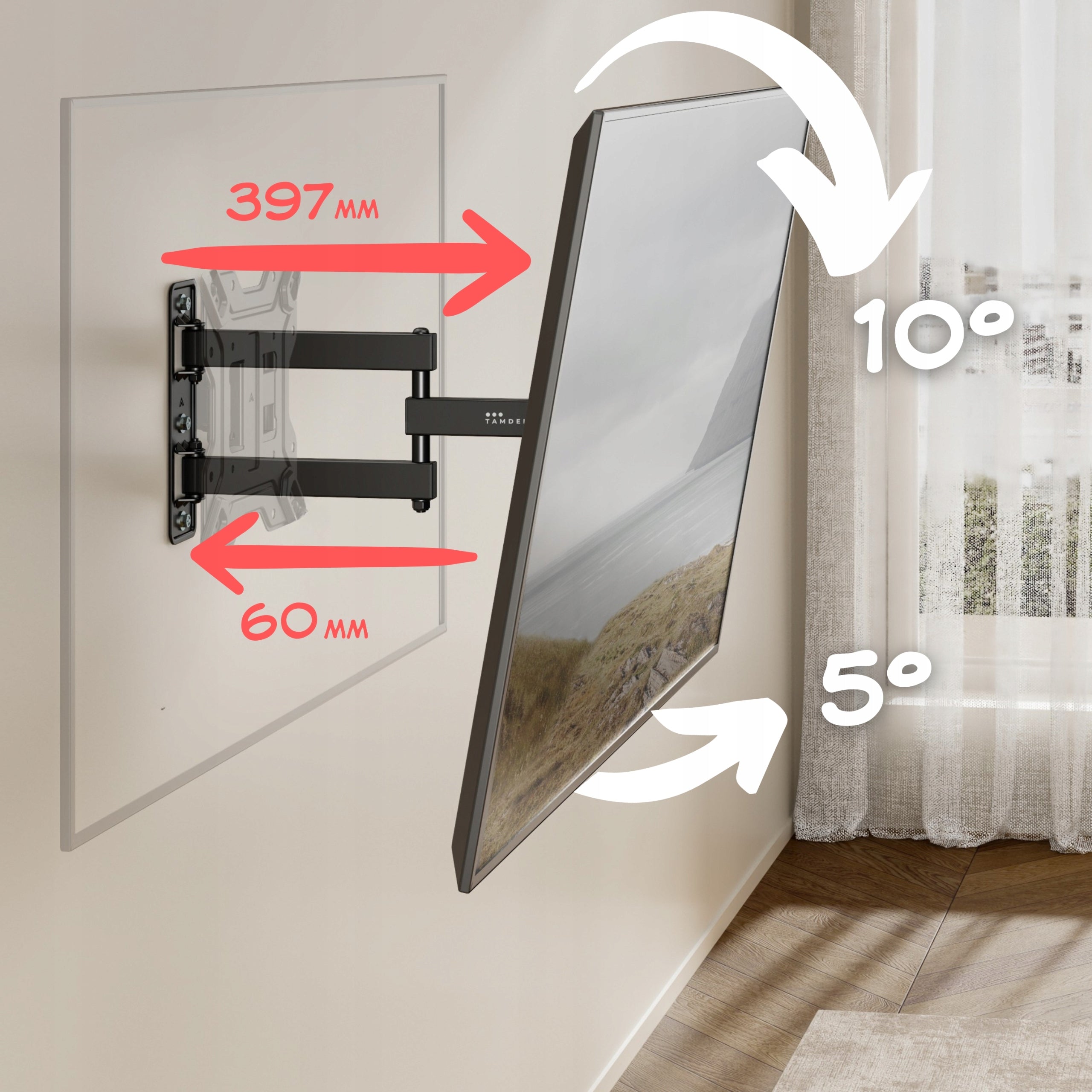 TV Holder 26-65 Inch 30kg Rotating Long Arm TV Hanger Strong Packaging status original