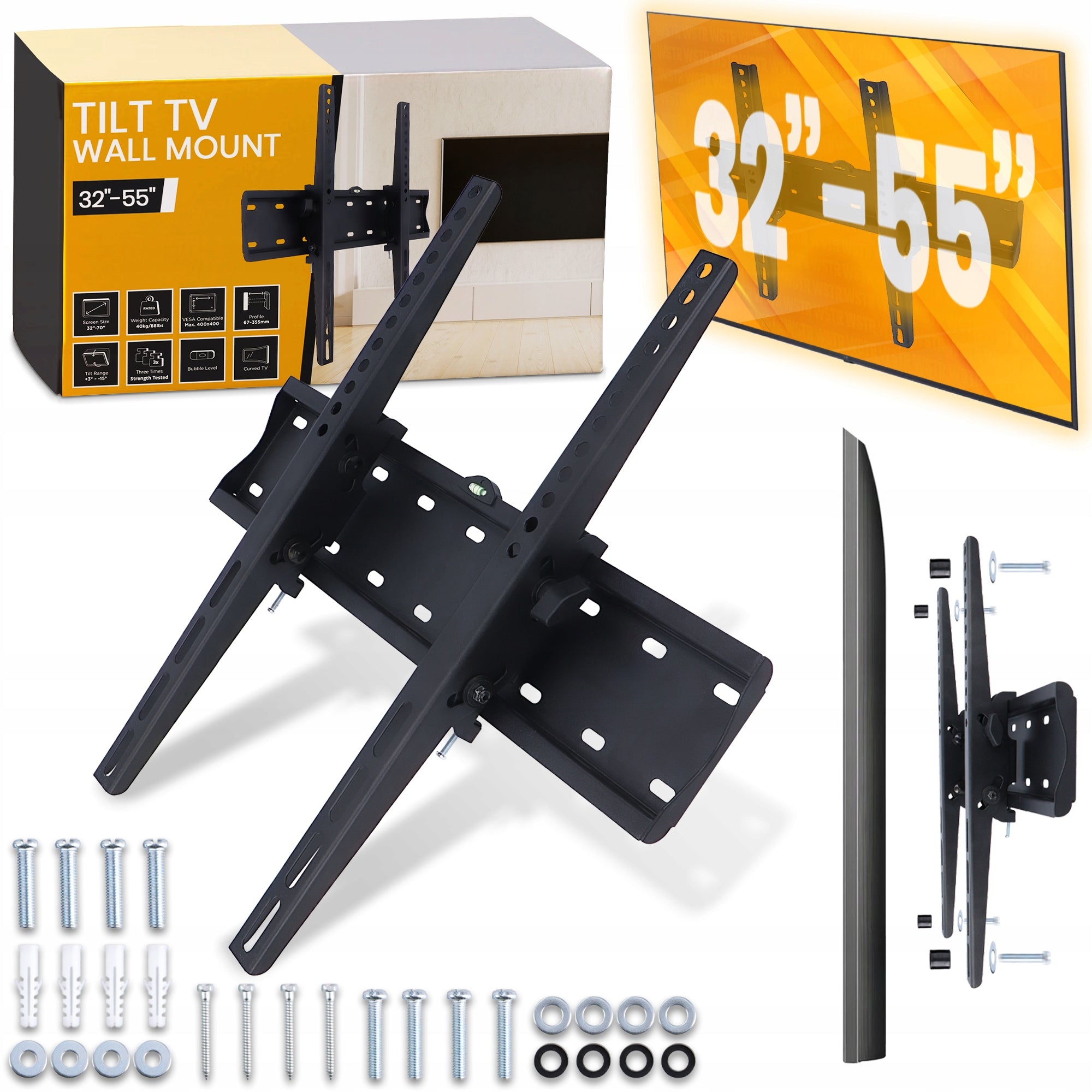 TV MOUNT HANGER TV 32-55 INCHES WALL TILTING UNIVERSAL SLIM 0F