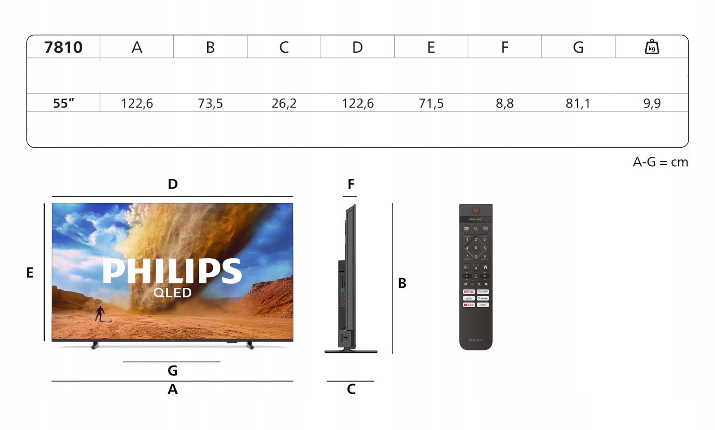 TV PHILIPS 55PUS7810 55" QLED 4K Titan OS Dolby Atmos DVB-T2 Brand Philips
