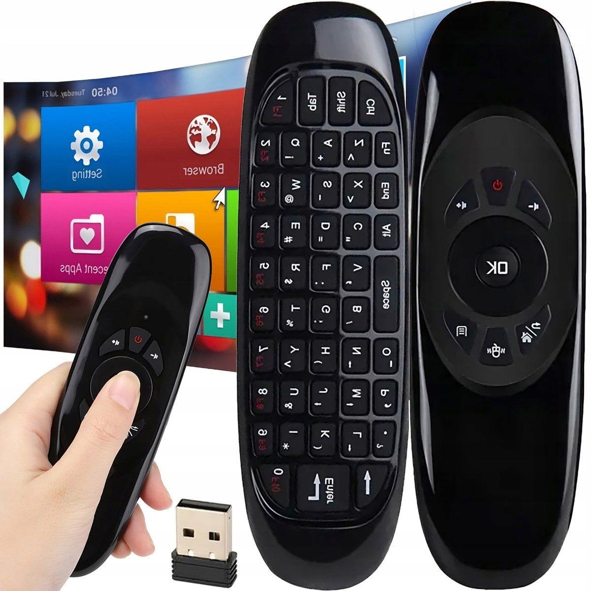 TV REMOTE CONTROL WIRELESS MOUSE FOR MOVEMENT USB SMART TV 10m 3in1