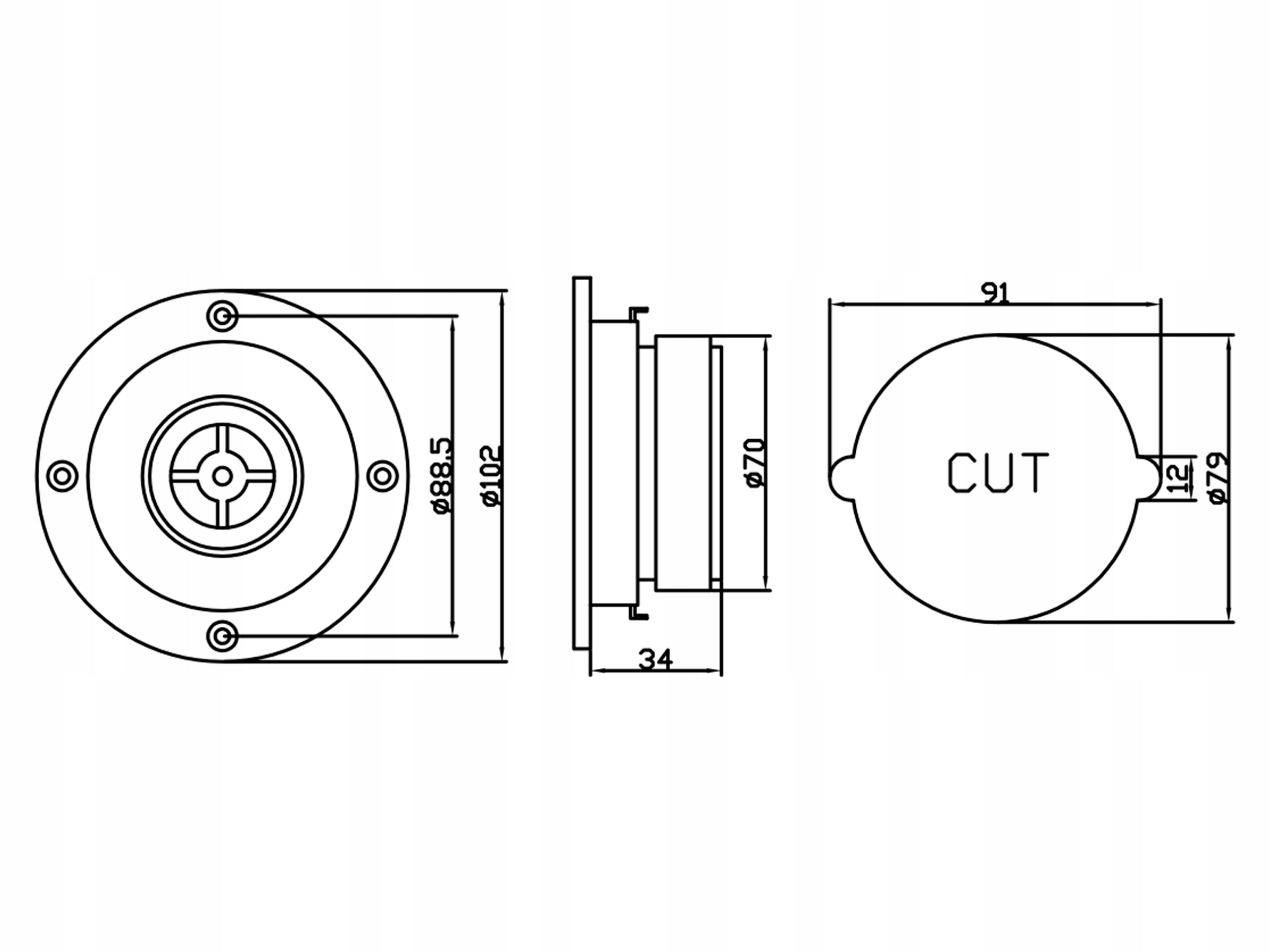 TWEETER UNIVERSAL TWEETER POWERFUL 50W 8Ohm 89dB 10cm 100mm Manufacturer code YDQ401