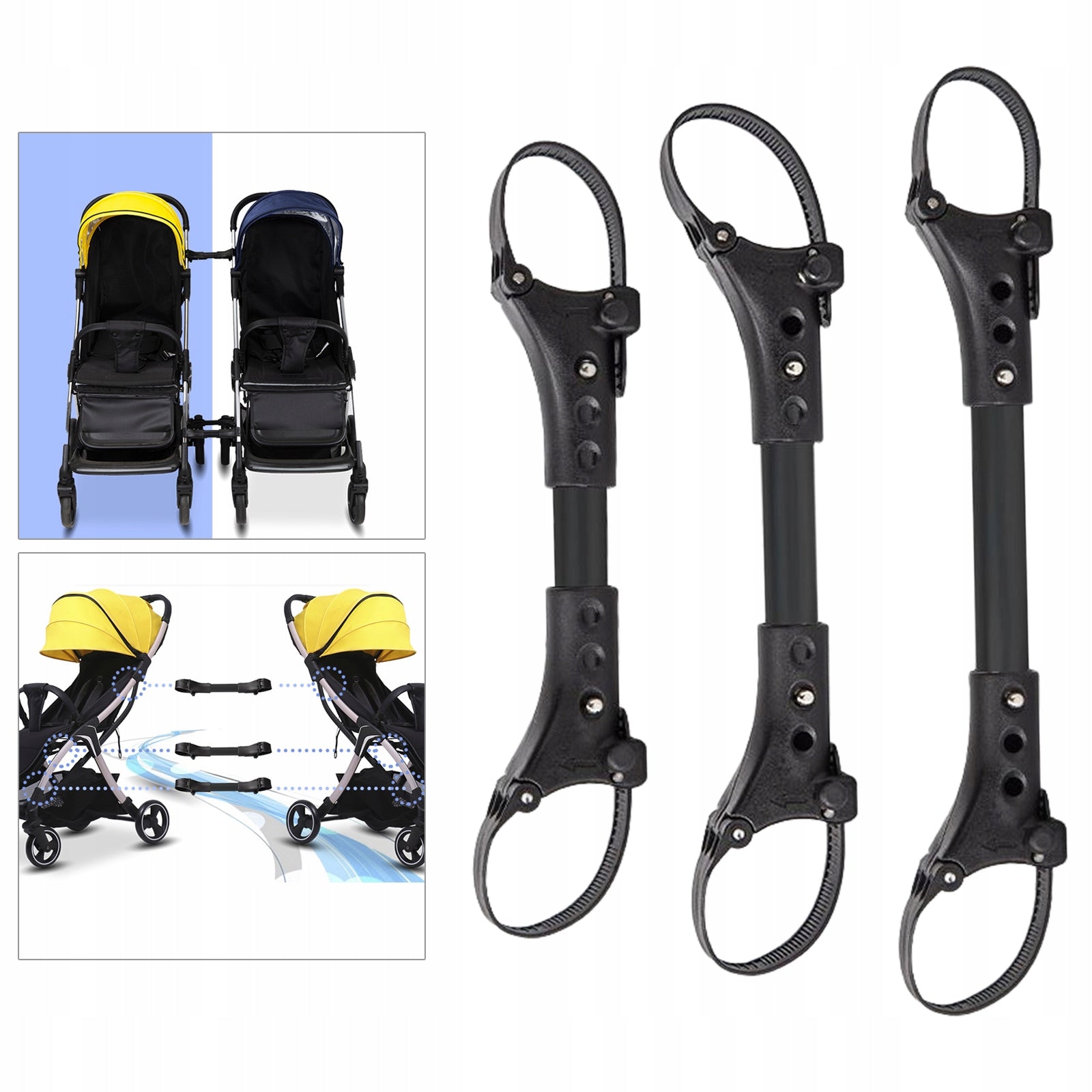 TWIN BABY STROLLER CONNECTOR UNIVERSAL JOINTS INFANT CART STRAP LINKER HOOK