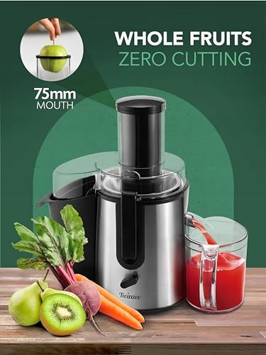 TWINZEE CENTRIFUGE FOR SQUEEZING FRUIT AND VEGETABLE JUICES 850 for home Dominant color clear