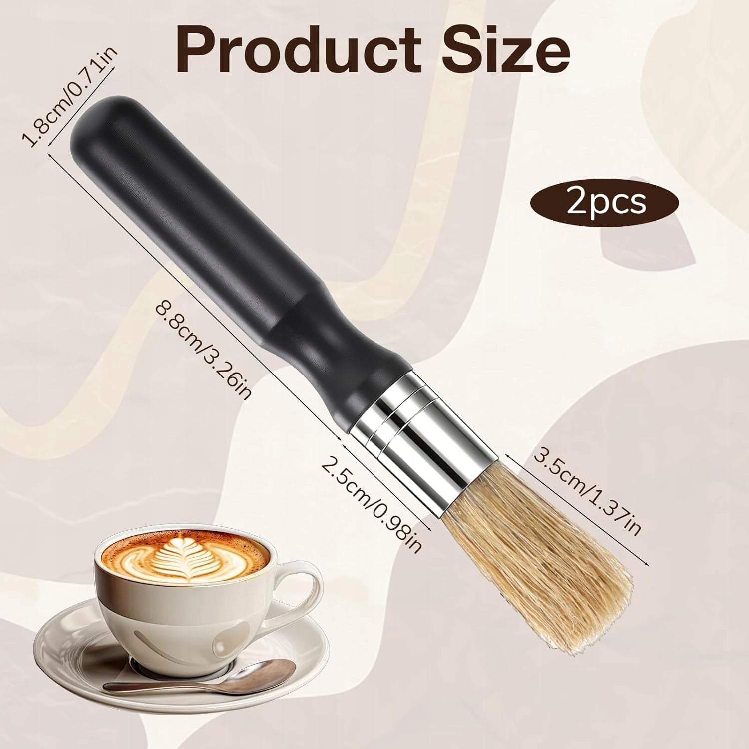 TWO BRUSHES FOR CLEANING COFFEE MACHINES AND GRINDERS ERGONOMICALLY Brand Barista
