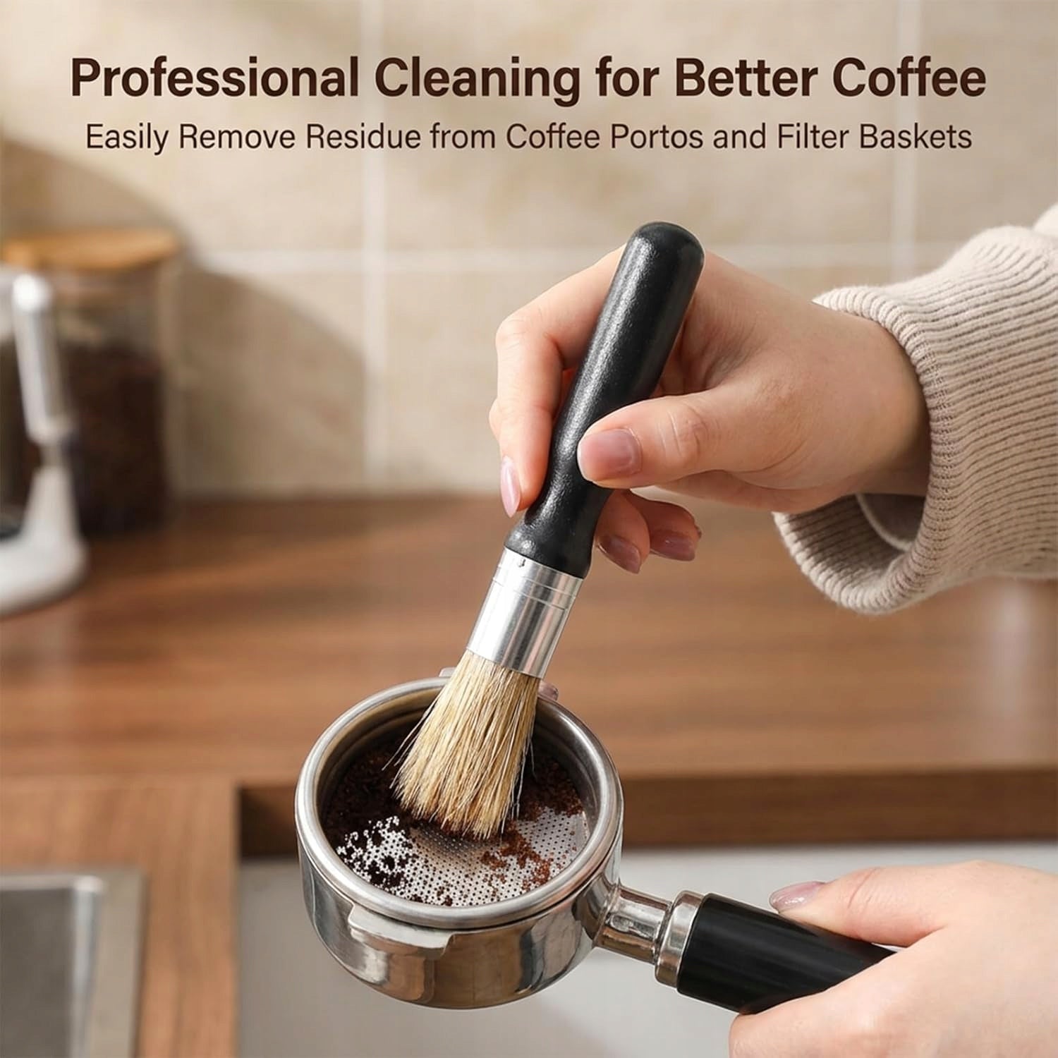 TWO BRUSHES FOR CLEANING COFFEE MACHINES AND GRINDERS ERGONOMICALLY Manufacturer code 0054722461021