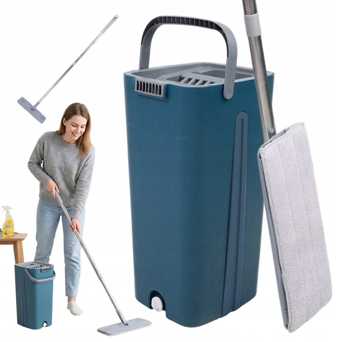 TWO-CHAMBER FLAT MOP SET SEPARATION OF DIRTY WATER + CARTRIDGES