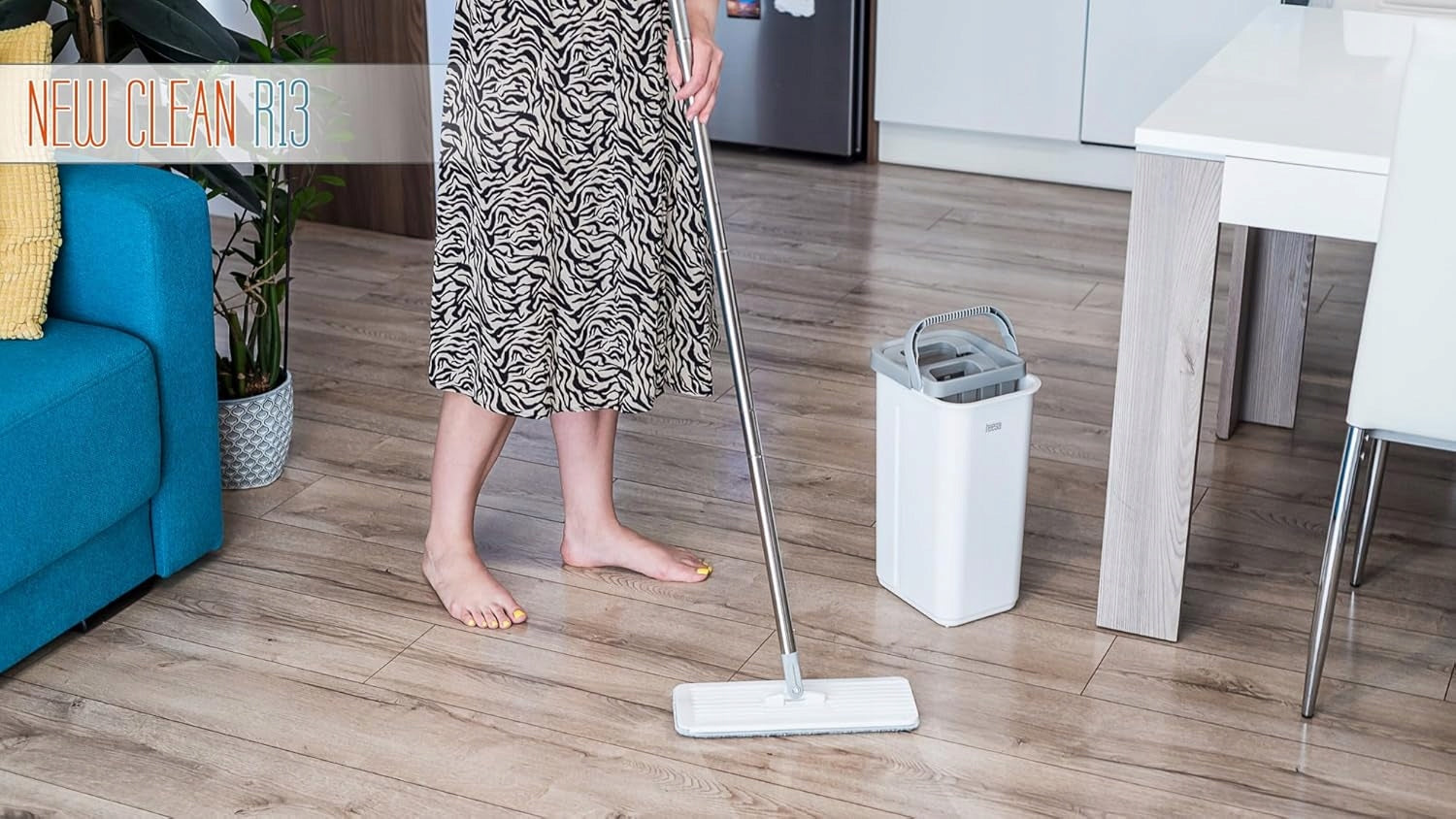 TWO-CHAMBER FLAT MOP TEESA NEW CLEAN R13 BUCKET 5,7L MICROFIBER Brand no brand