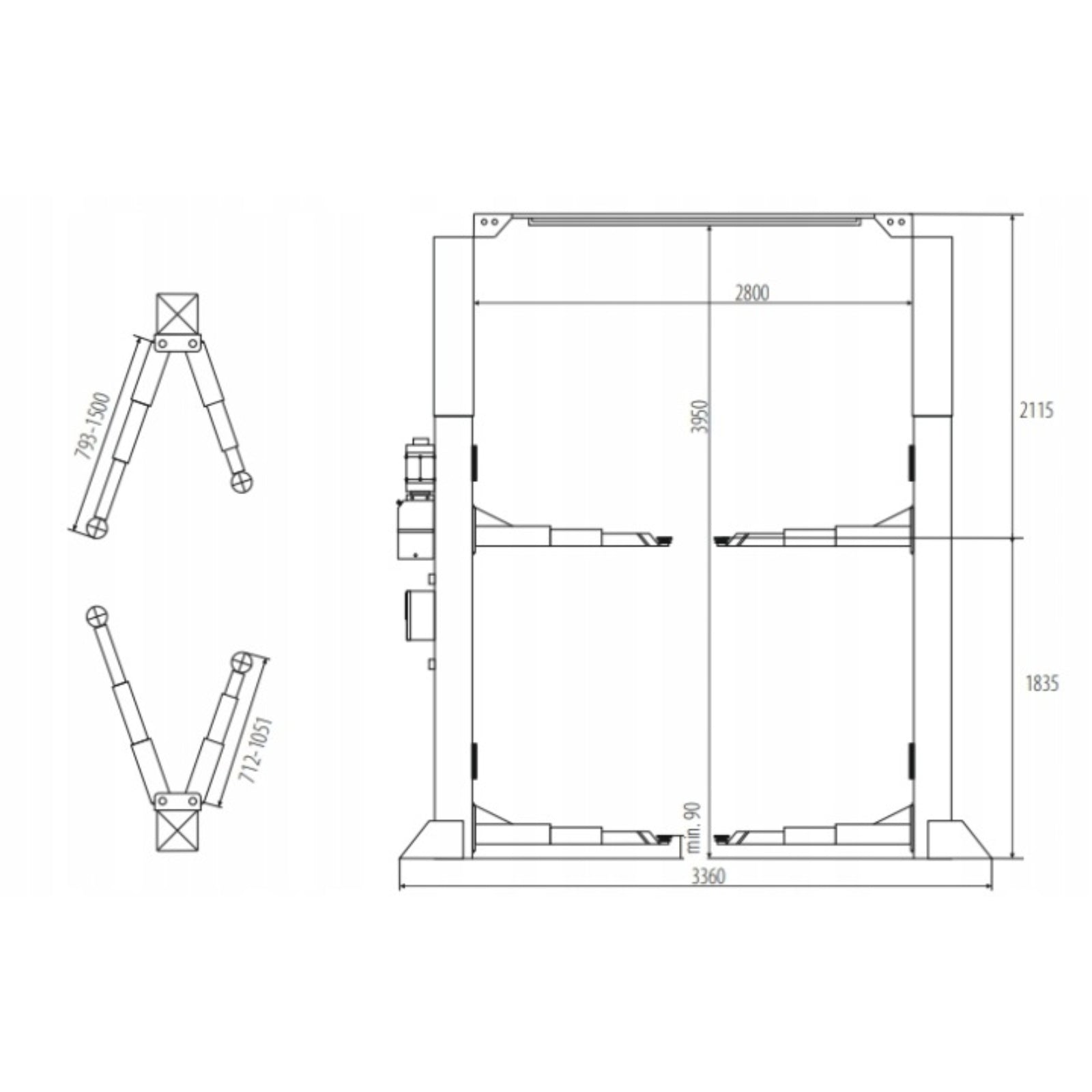TWO-COLUMN CAR LIFT 4 T ELECTROHYDRAULIC NORTEC PD4000C Brand Nortec