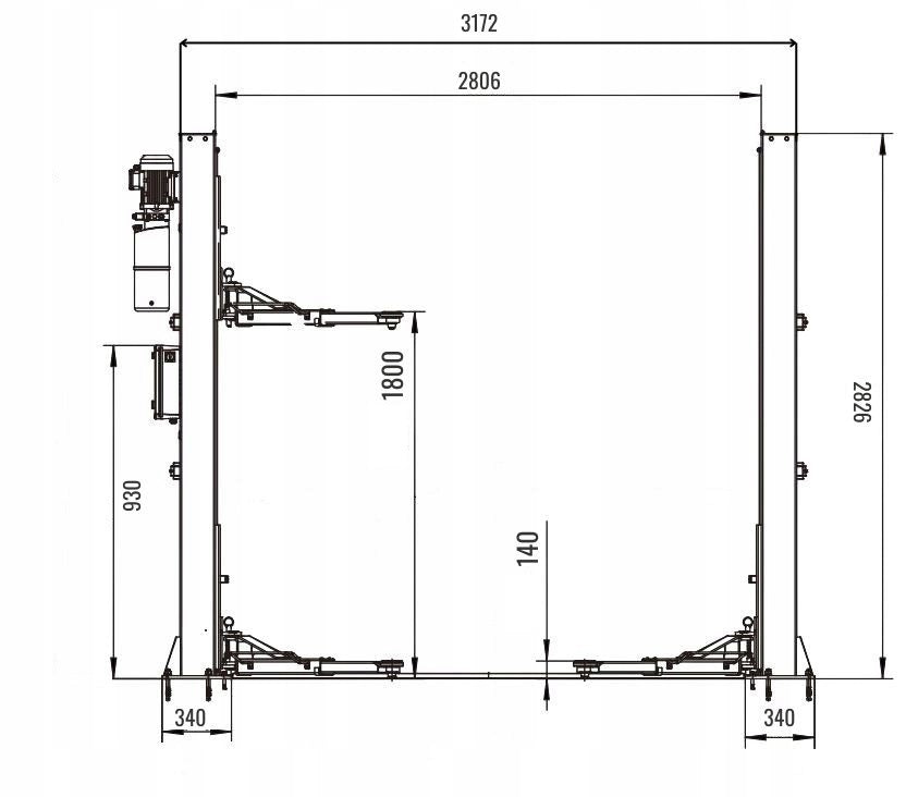 TWO-COLUMN WORKSHOP LIFT AUTOMATIC 4T + COMPRESSOR + OIL Manufacturer code SF-B4000
