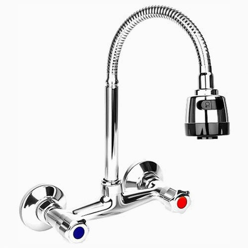 TWO HANDLE BRASS ROTATING WALL MIXER 360 FITTINGS FOR HOME