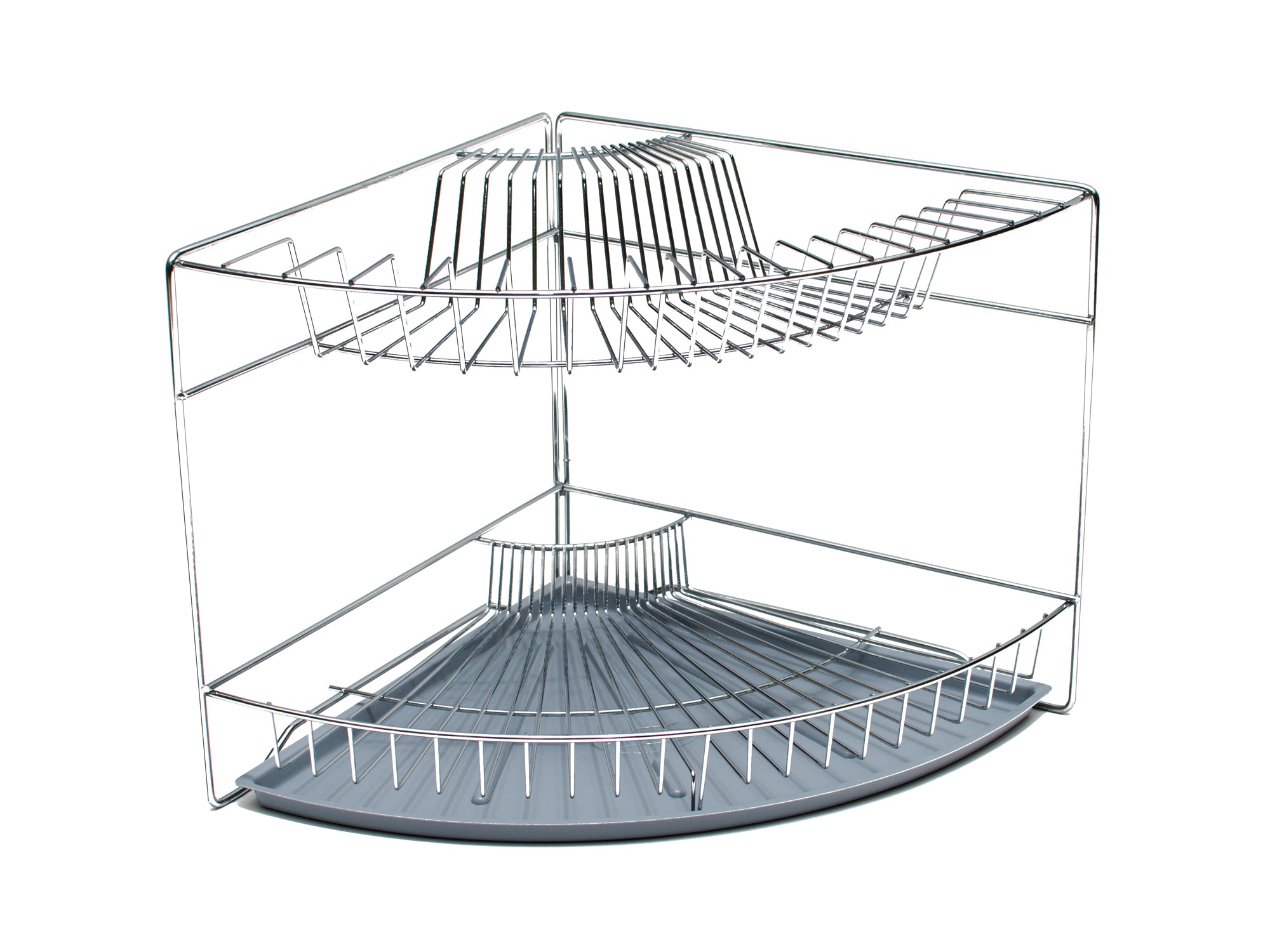 TWO-LEVEL CORNER CHROME-PLATED DISH DRYER