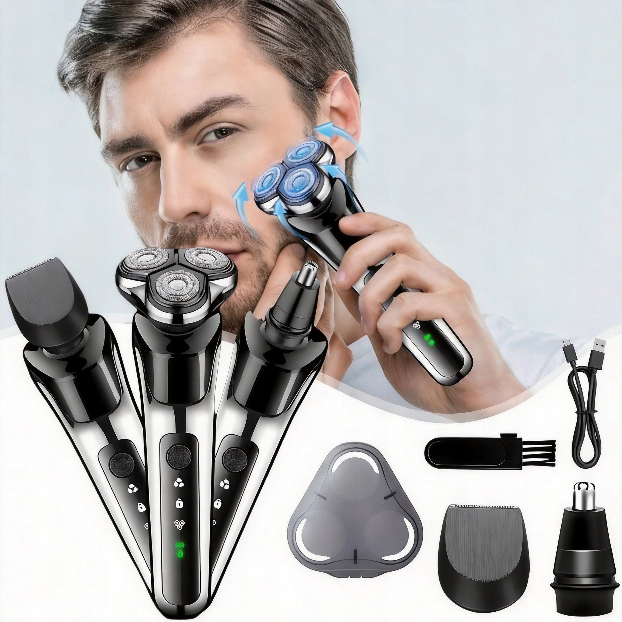 TWO-MODE WET SHAVER AND DRY COMPLETE WATER WASHING ELECTRIC SHAVER Brand Bedee