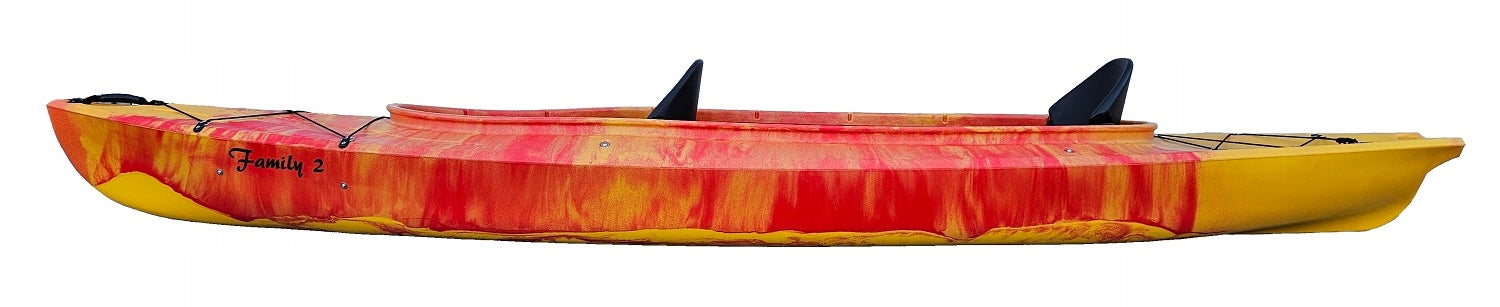 TWO-PERSON FAMILY TOURIST KAYAK STABLE FOR RAFTING TWO SET Model FAMILY 2 HD RED/ORANGE ZESTAW