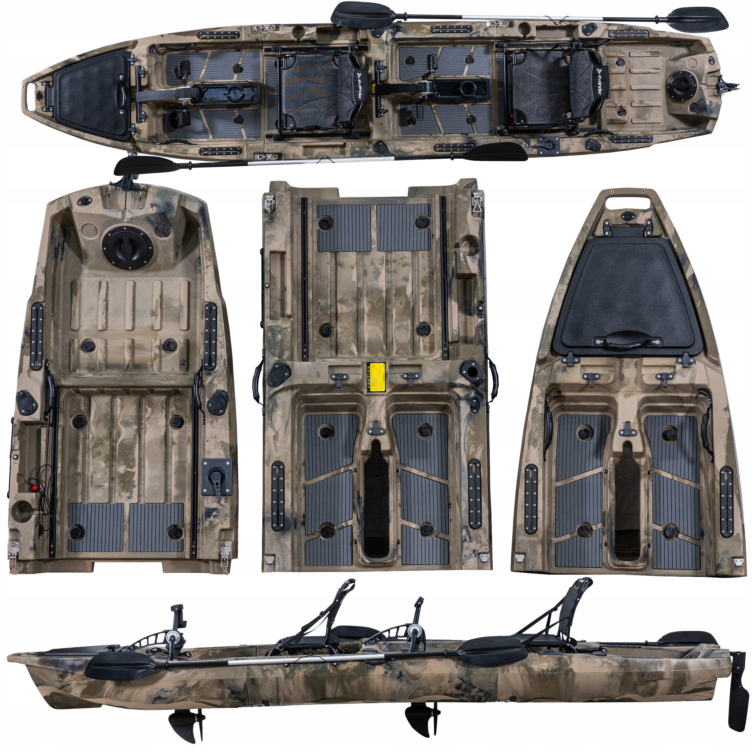 TWO-PERSON MODULAR FISHING KAYAK WITH FOOT DRIVE 450CM FOLDING