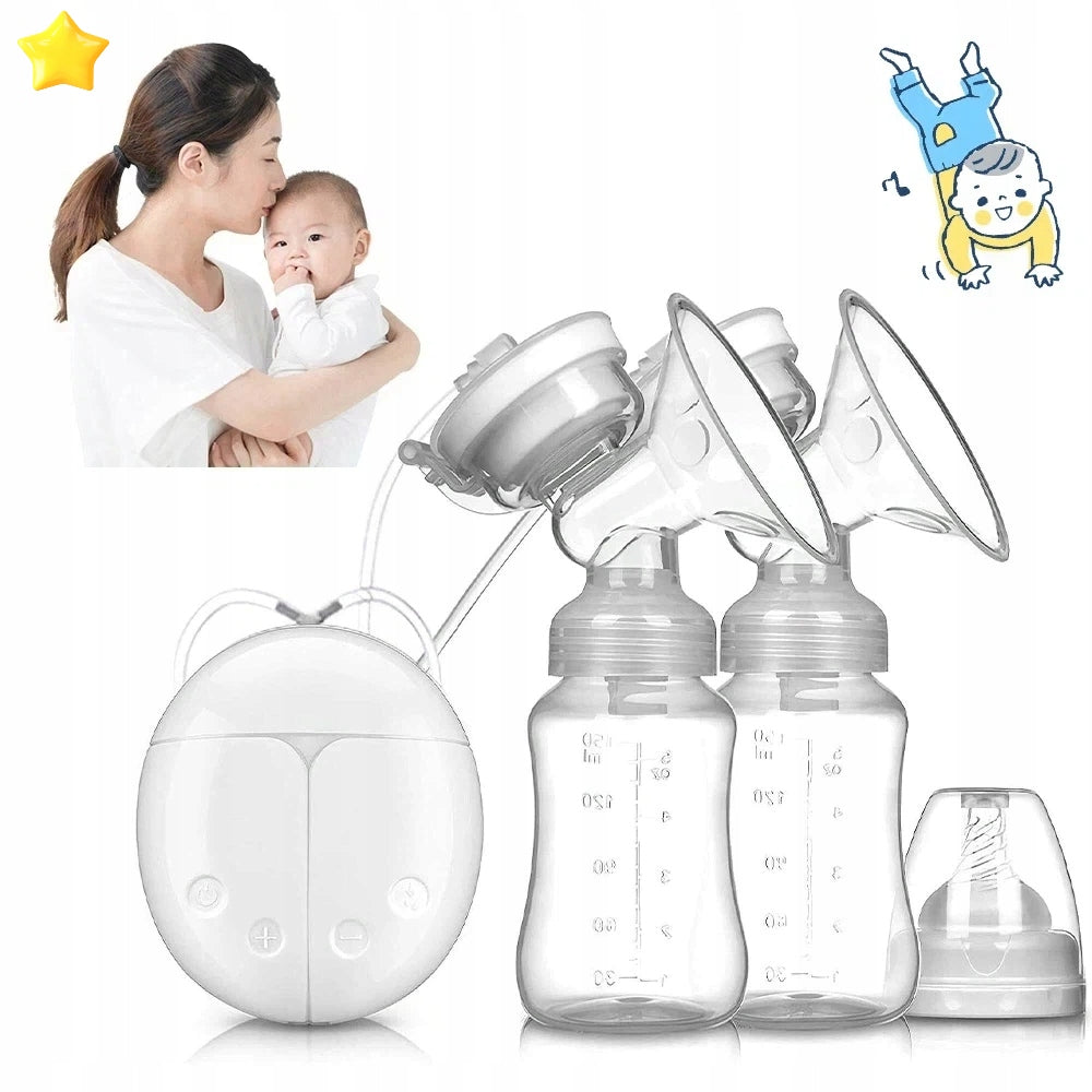 TWO-PHASE ELECTRIC BREAST PUMP FOR 2 BREASTS, QUIET PORTABLE OPERATION