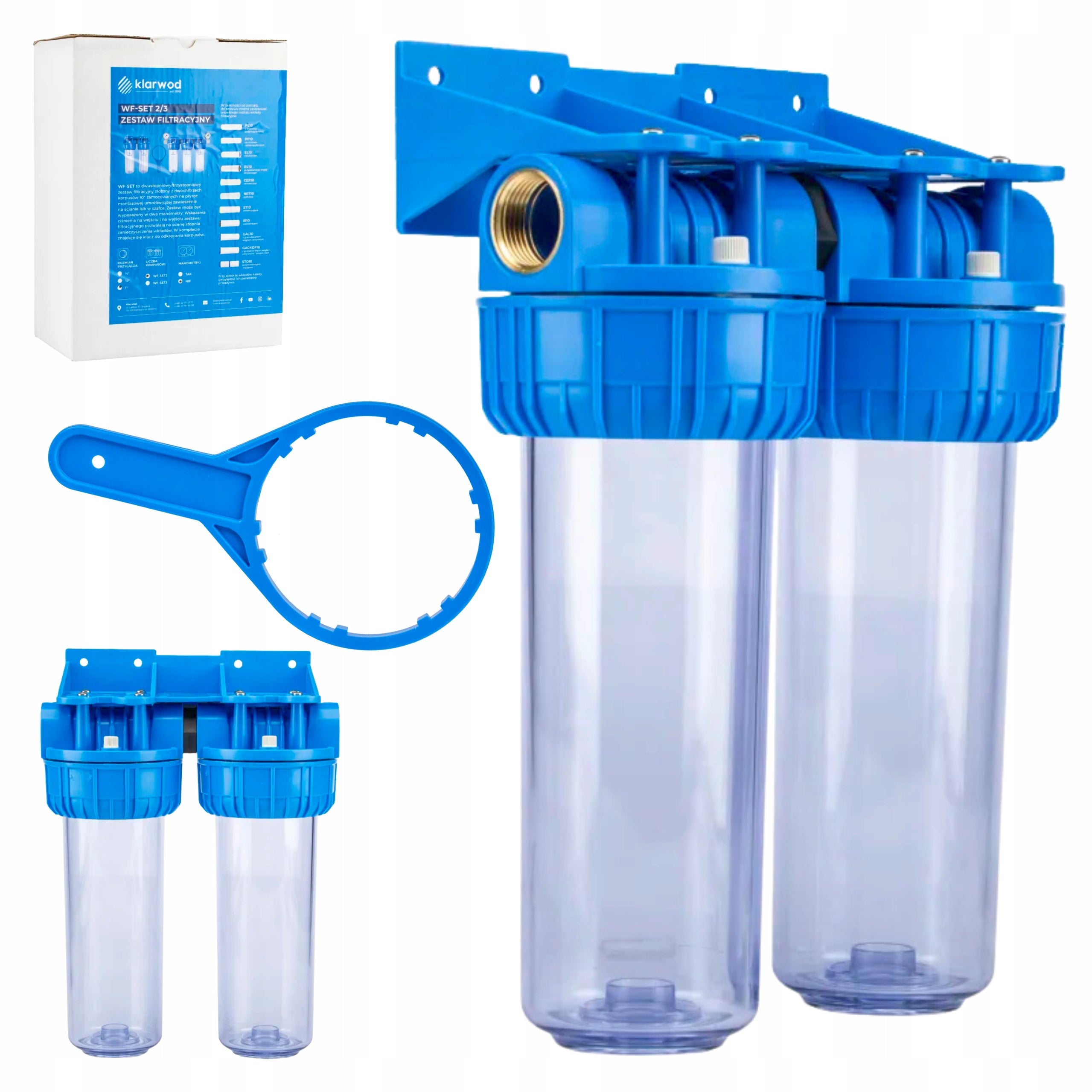 TWO-STAGE FILTER SET FOR WATER WITHOUT PRESSURE GAUGES 1" 2-6 BAR