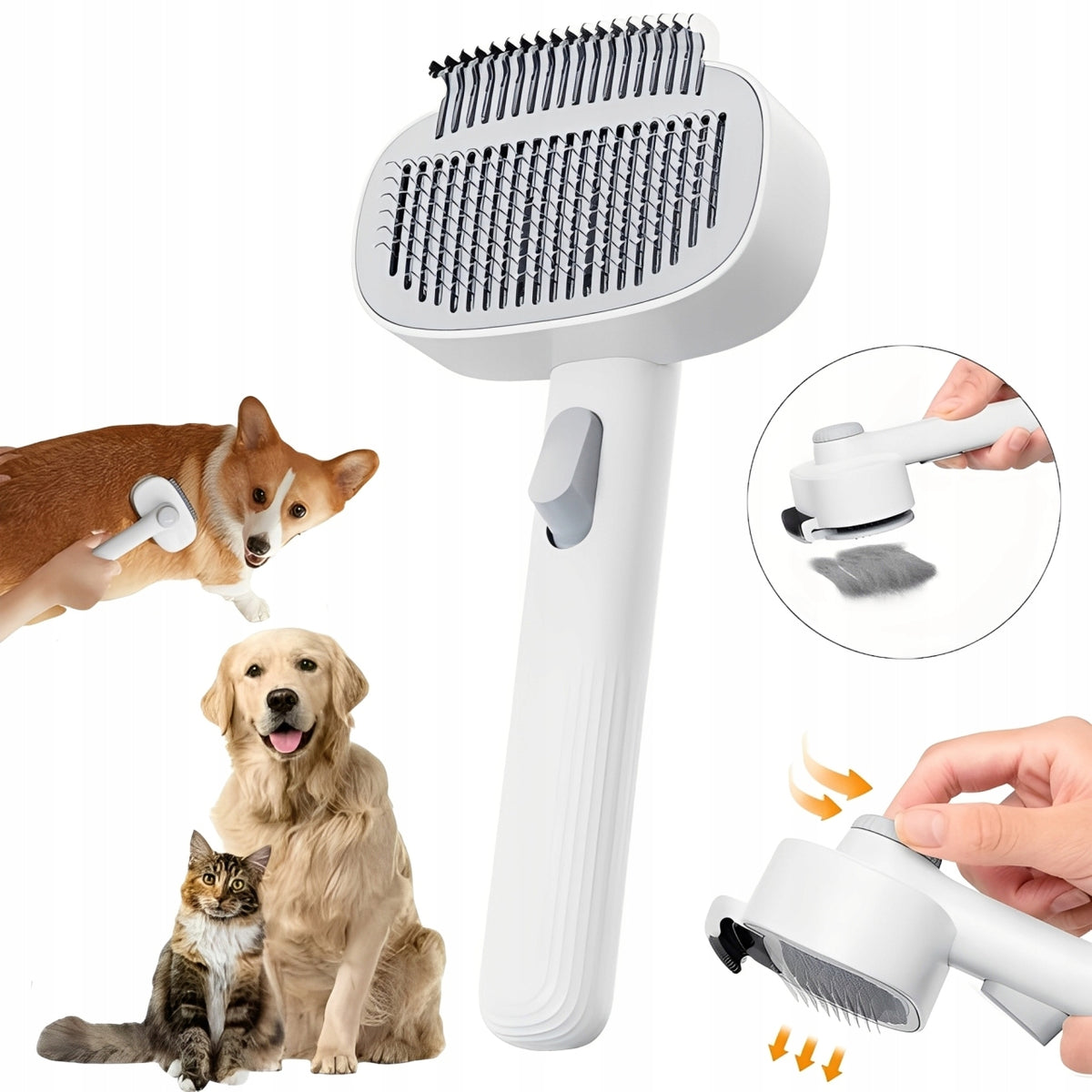 TWO-TOOTHED CAT BRUSH FOR REMOVING LOOSE HAIR