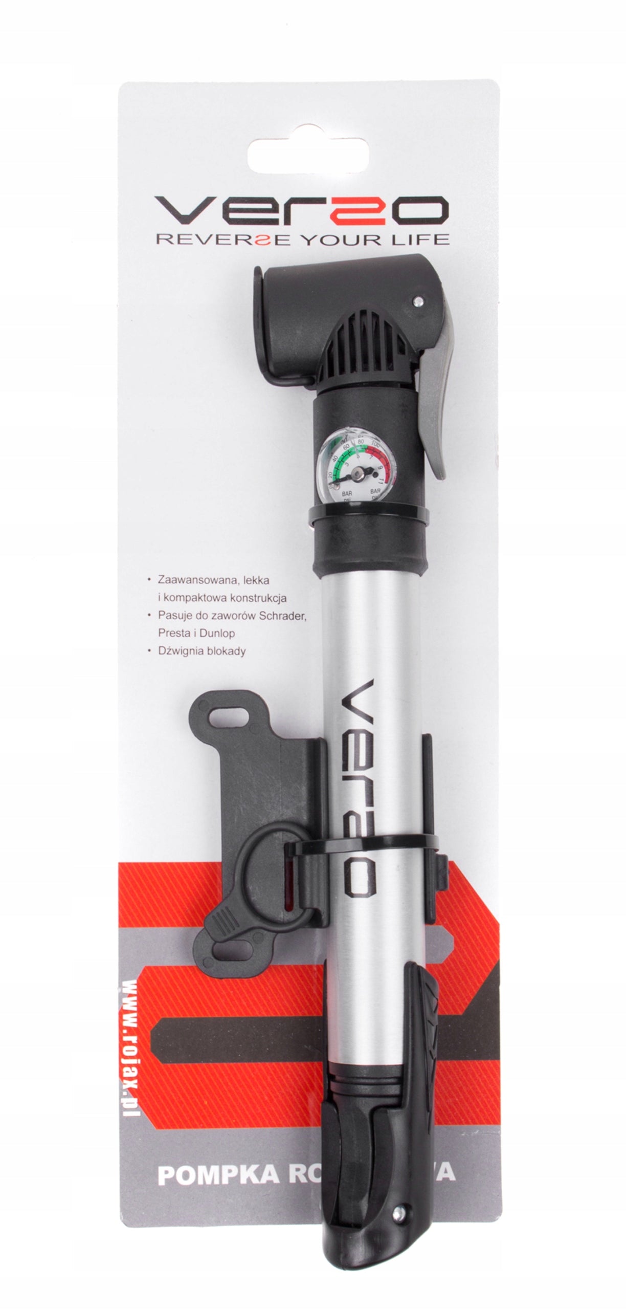 TWO-VALVE BICYCLE PUMP WITH PRESSURE GAUGE WITH LOCK Manufacturer code 270133