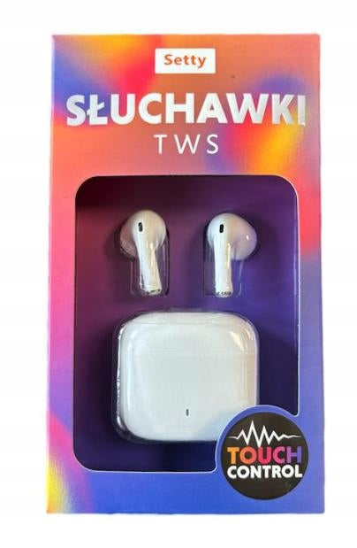 TWS Bluetooth HEADPHONES with Charging Case White Wireless Earbuds Setty
