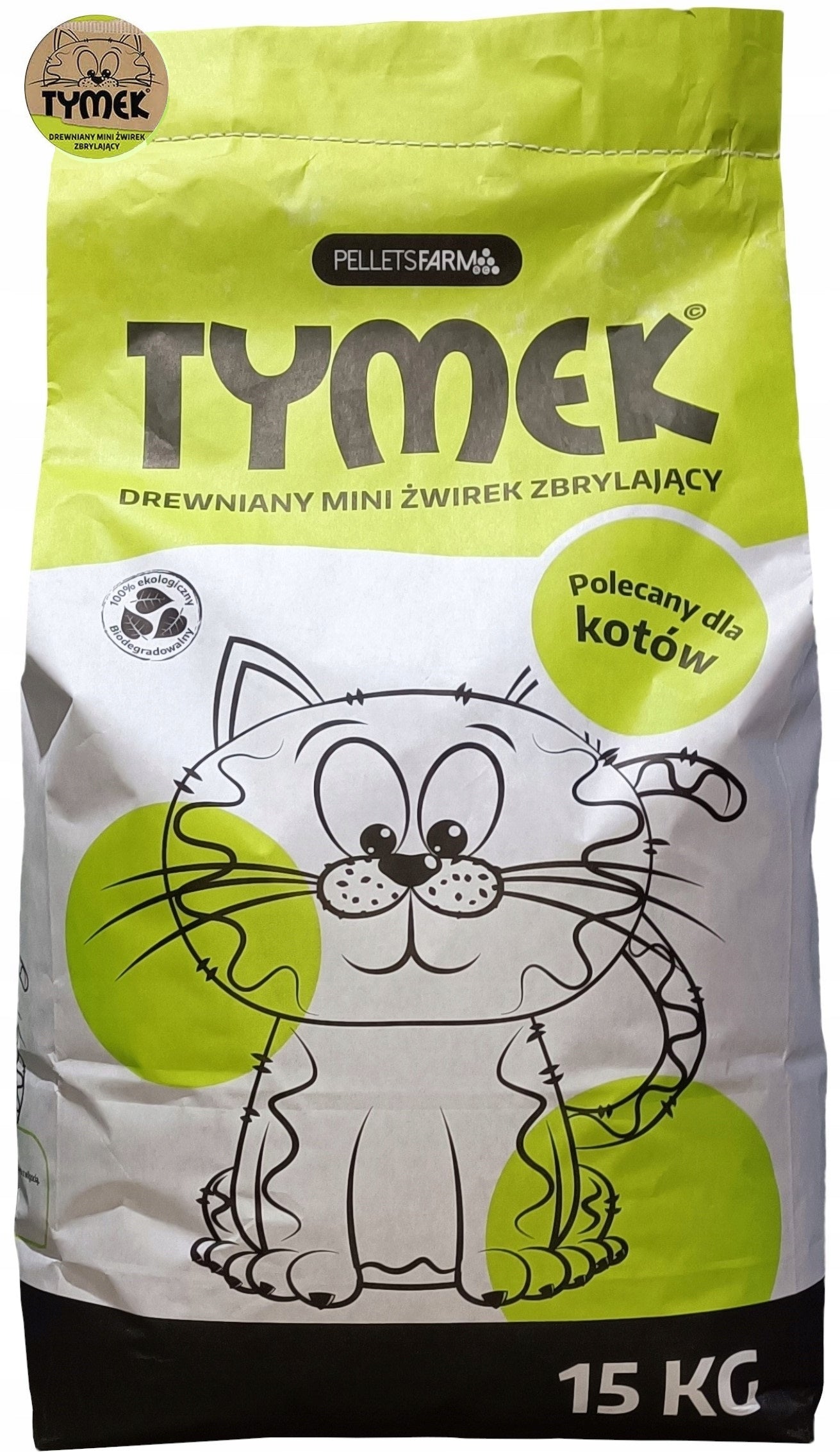 TYMEK 15 kg Cat clumping litter box anti-allergic wood litter box
