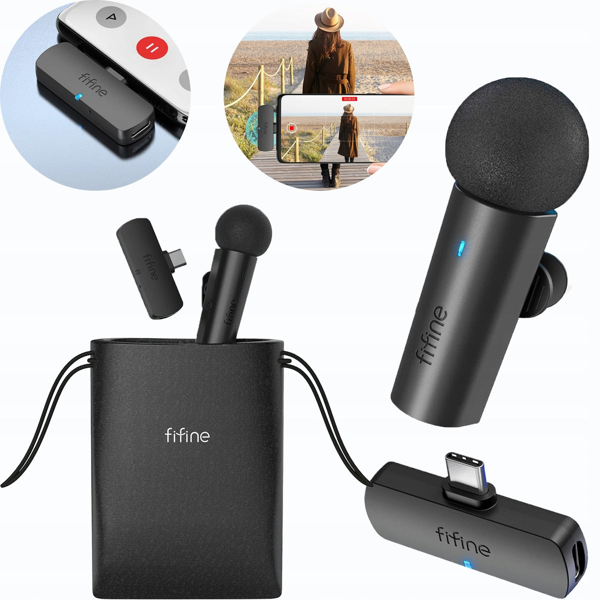 TYPE-C TIE MICROPHONE FOR PHONE BLACK WIRELESS FOR RECORDINGS