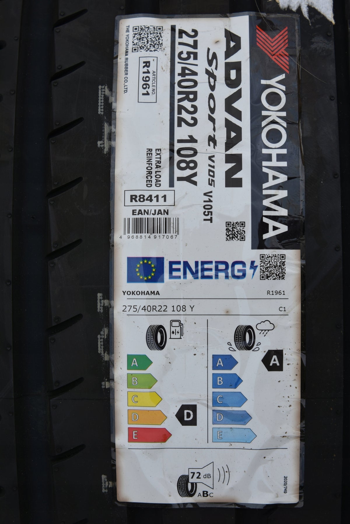 TYRES YOKOHAMA ADVAN SPORT V105T 275/40 R22 108Y reinforcement XL Number of tires offered 2 pcs.
