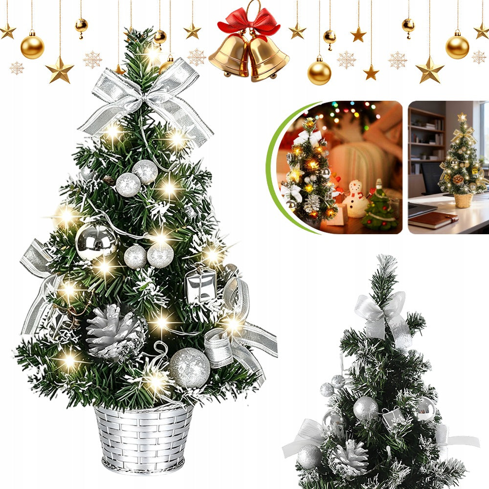 Table Christmas Tree with LED Lights, Mini Artificial Christmas Tree Decoration for Office