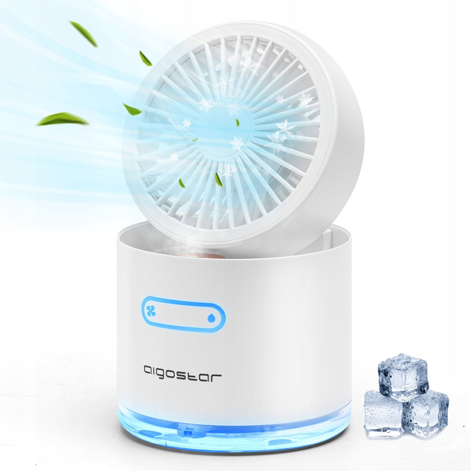 Table Fan with Mist, 4 Inch, 5 Blades, 3 Speeds, 2000 mAh Manufacturer code 226954
