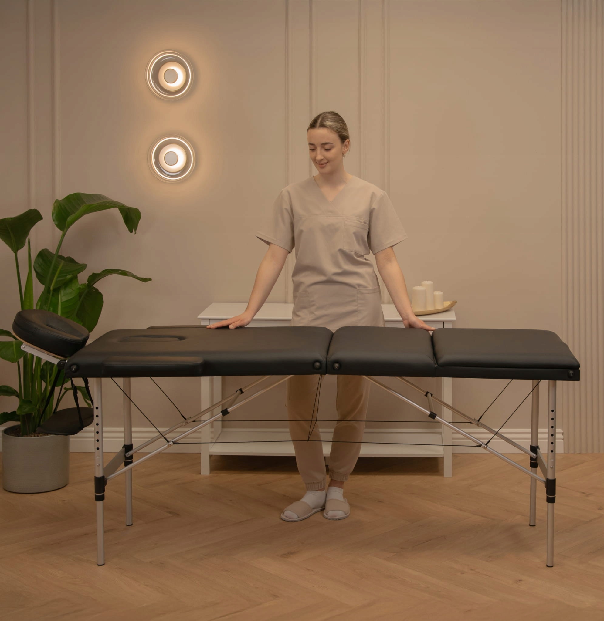 Table Massage Bed Folding 3 Segments Cosmetic Eyelash Portable Aluminum Medical device yes