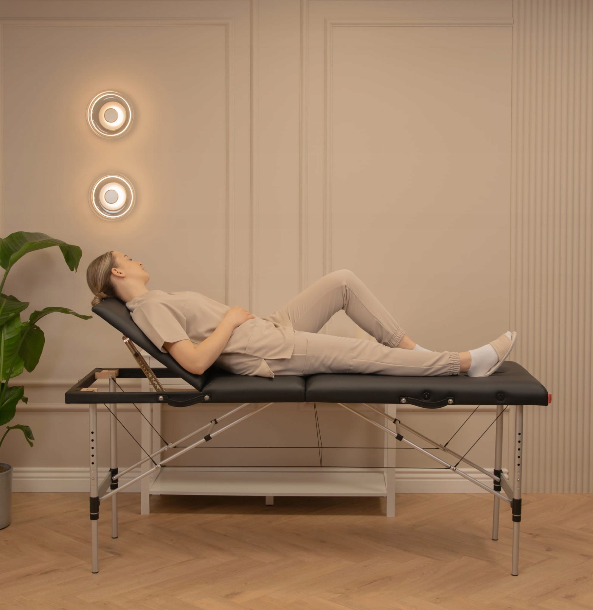 Table Massage Bed Folding 3 Segments Cosmetic Eyelash Portable Aluminum Packaging status original