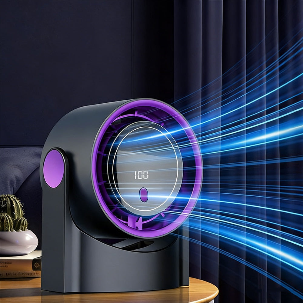 Table Turbo Fan 100 Speeds, Rechargeable Travel Fan Packaging status original