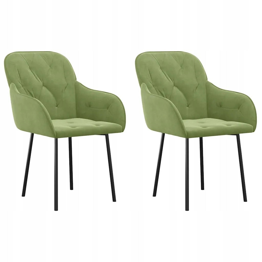 Table chairs, 2 pcs, light green, velvet Brand VidaXL