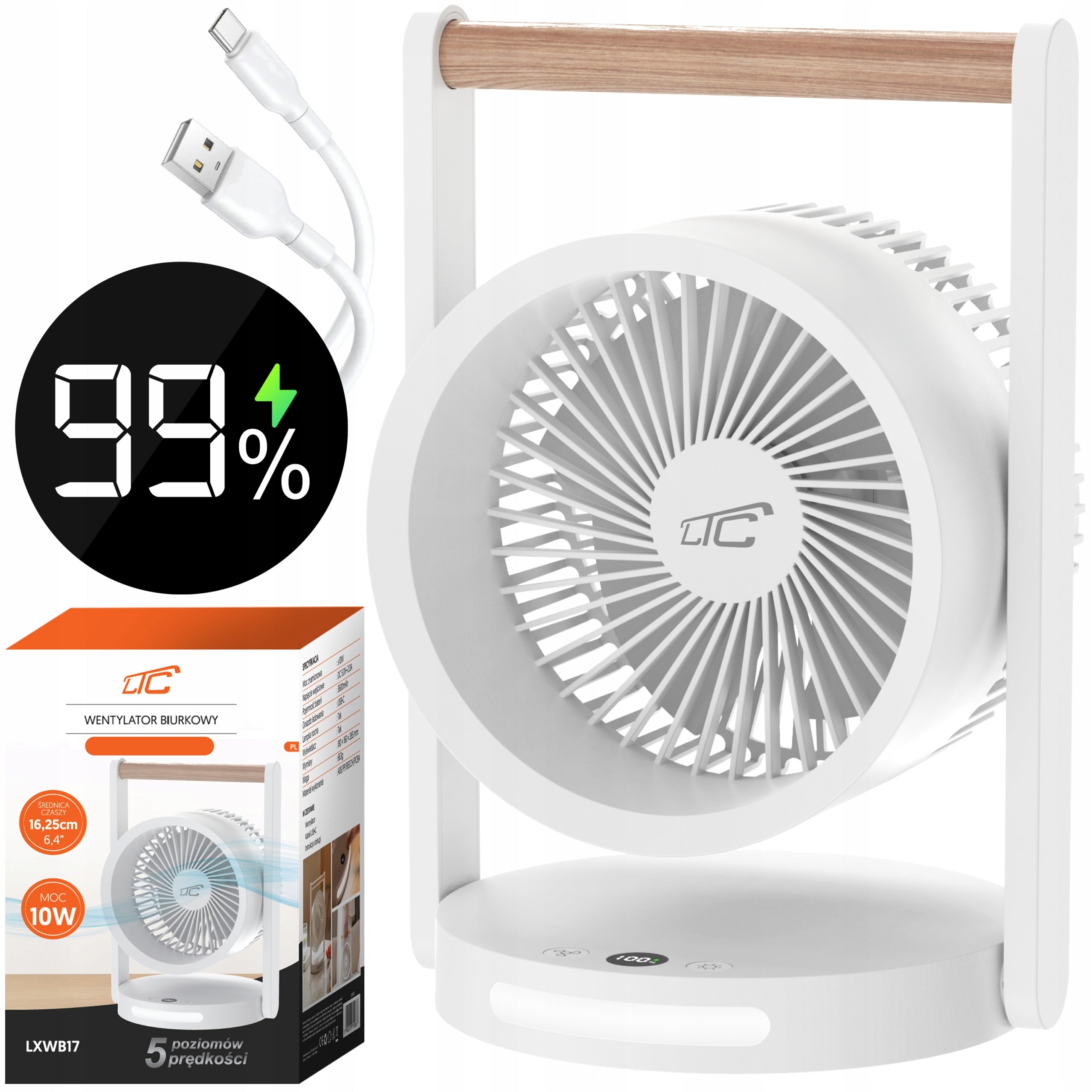 Table fan LTC DESK FAN WB17 white LXWB17 Brand LTC