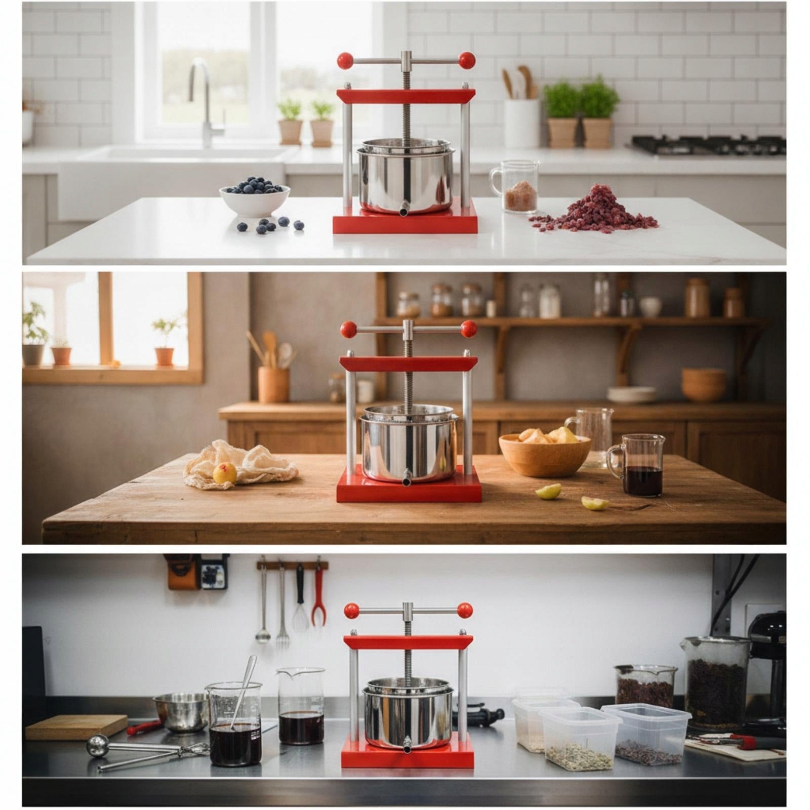 Tabletop Fermented Beverage Press Stainless Steel Manual Press Red 6L Brand no brand