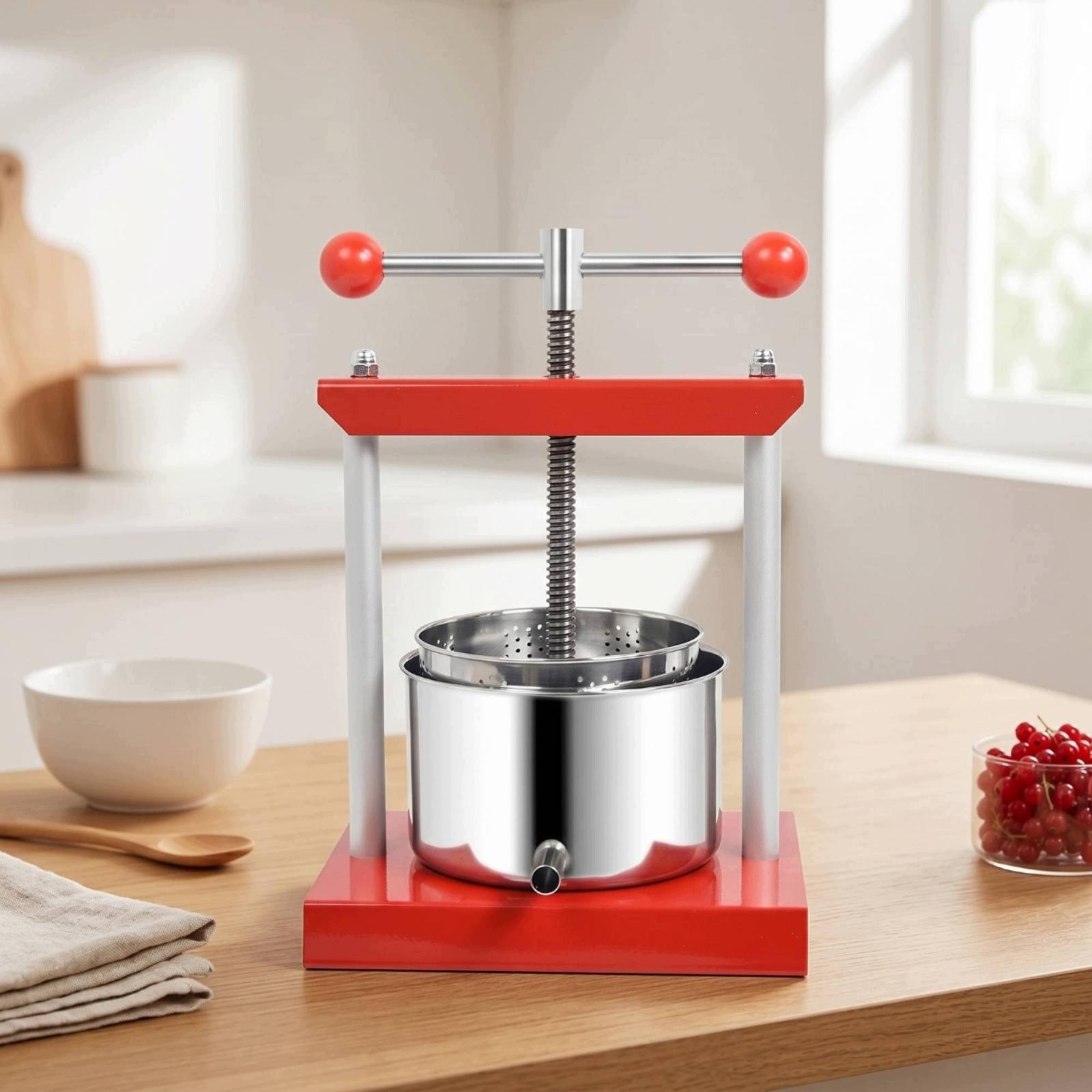 Tabletop Fermented Beverage Press Stainless Steel Manual Press Red 6L Packaging status original