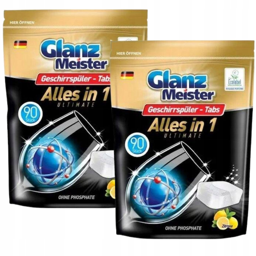 Tablets Cubes Dishwasher Capsules Glanz Meister 180pcs Powerful Lemon