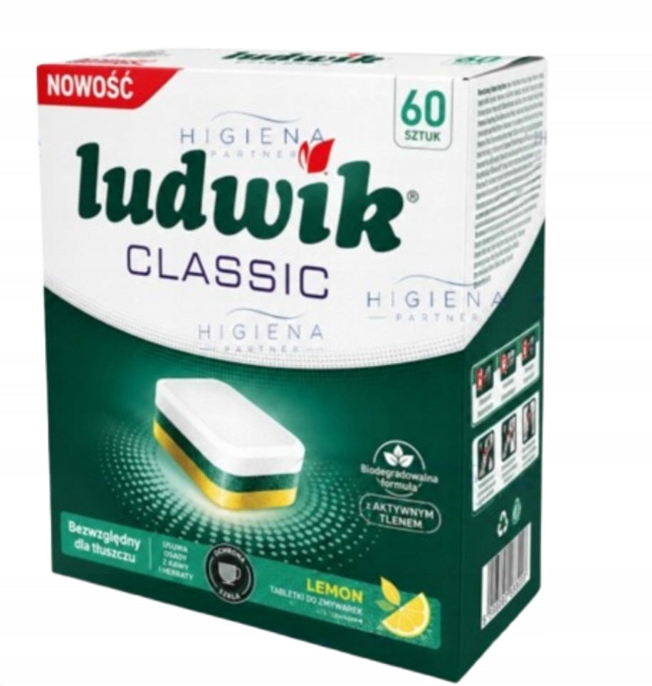 Tablets Cubes Dishwasher Capsules Ludwik 60 pcs Lemon Effective