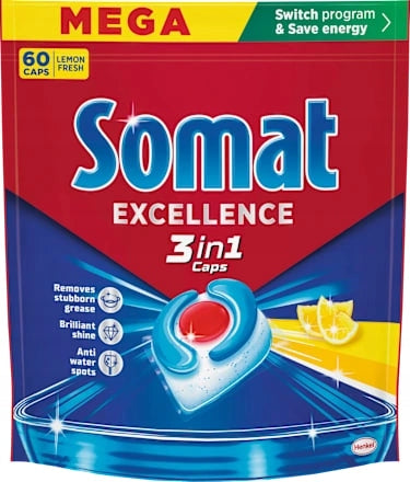 Tablets Cubes Dishwasher Capsules SOMAT 61 pcs Efficient Gloss Lemon