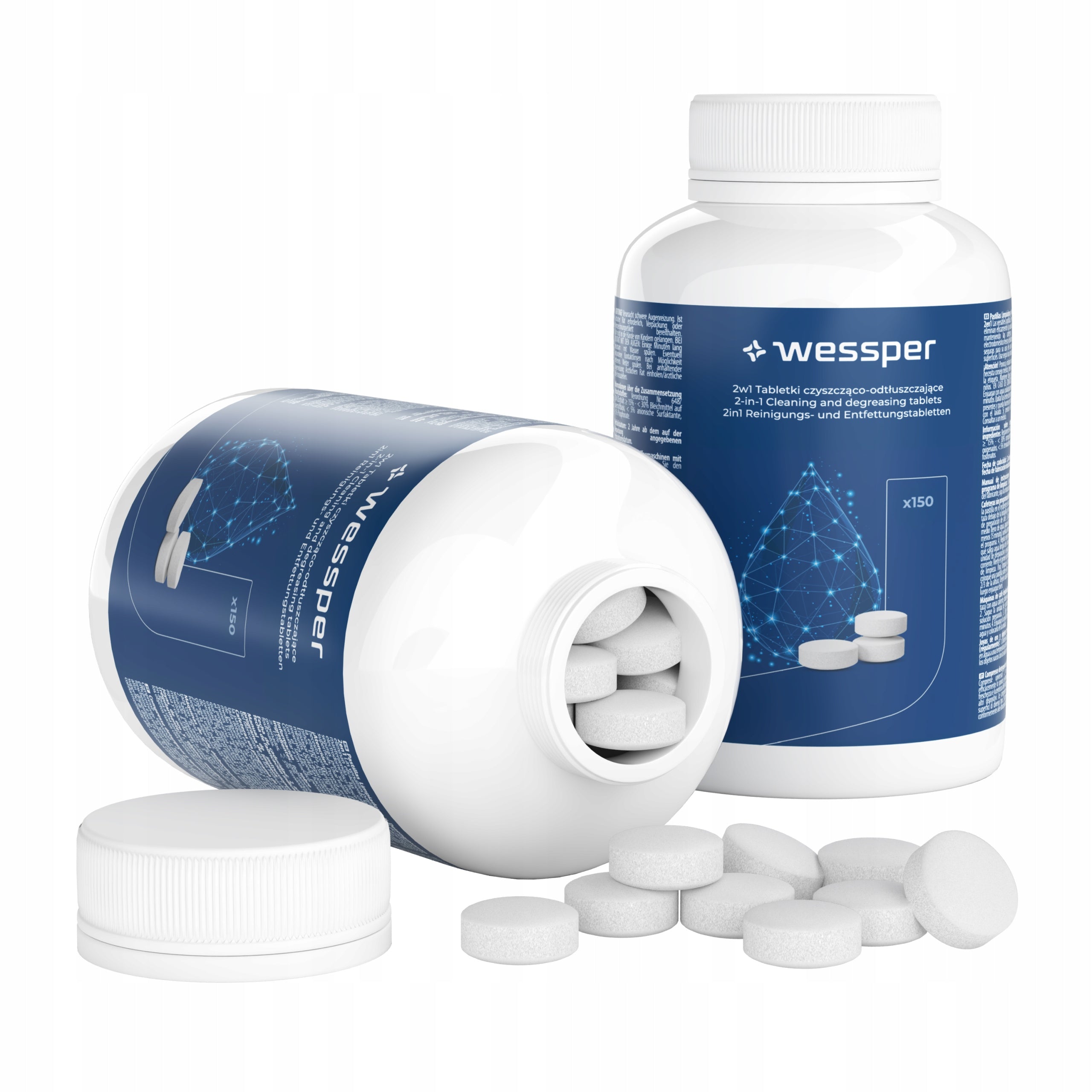 Tablets for cleaning and degreasing machine Wessper 2in1 - 150 pieces Brand Wessper