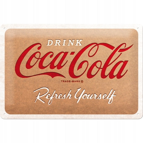 Metallplatte 20 x 30 cm, Coca Cola – Logo aus Pappe 