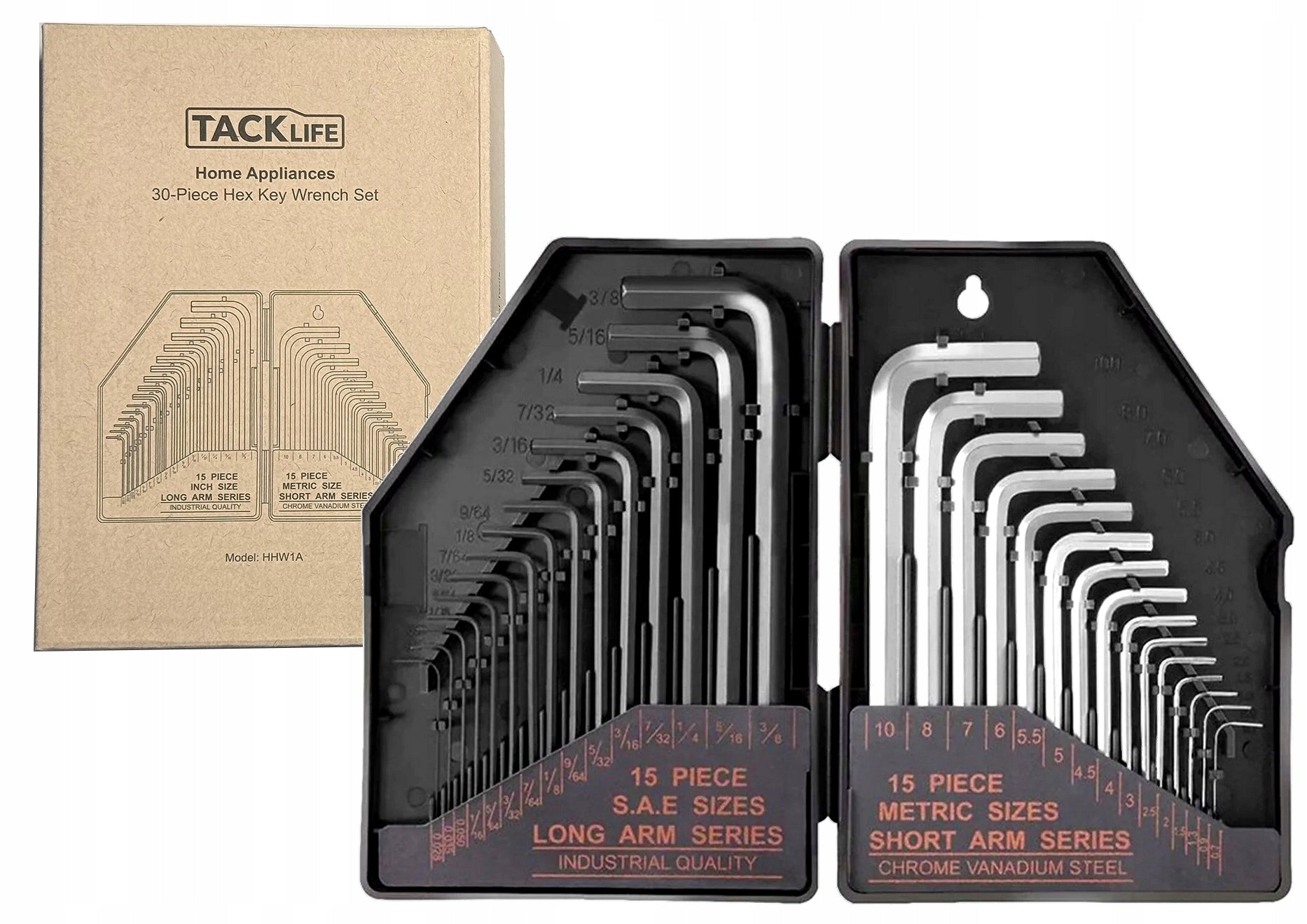 Tacklife HHW1A ALLEN WRENCH SET 30PCS INCH+METRIC from 0,7 to 10