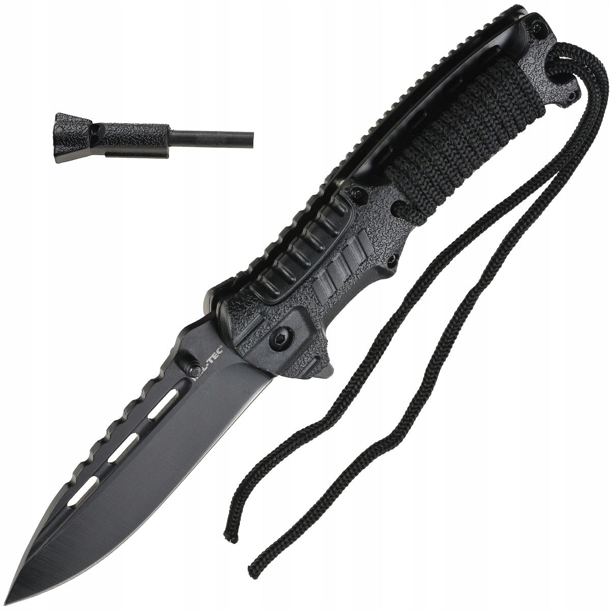 Tactical Hunting Folding Knife Mil-Tec Paracord Black with Chair Packaging status original
