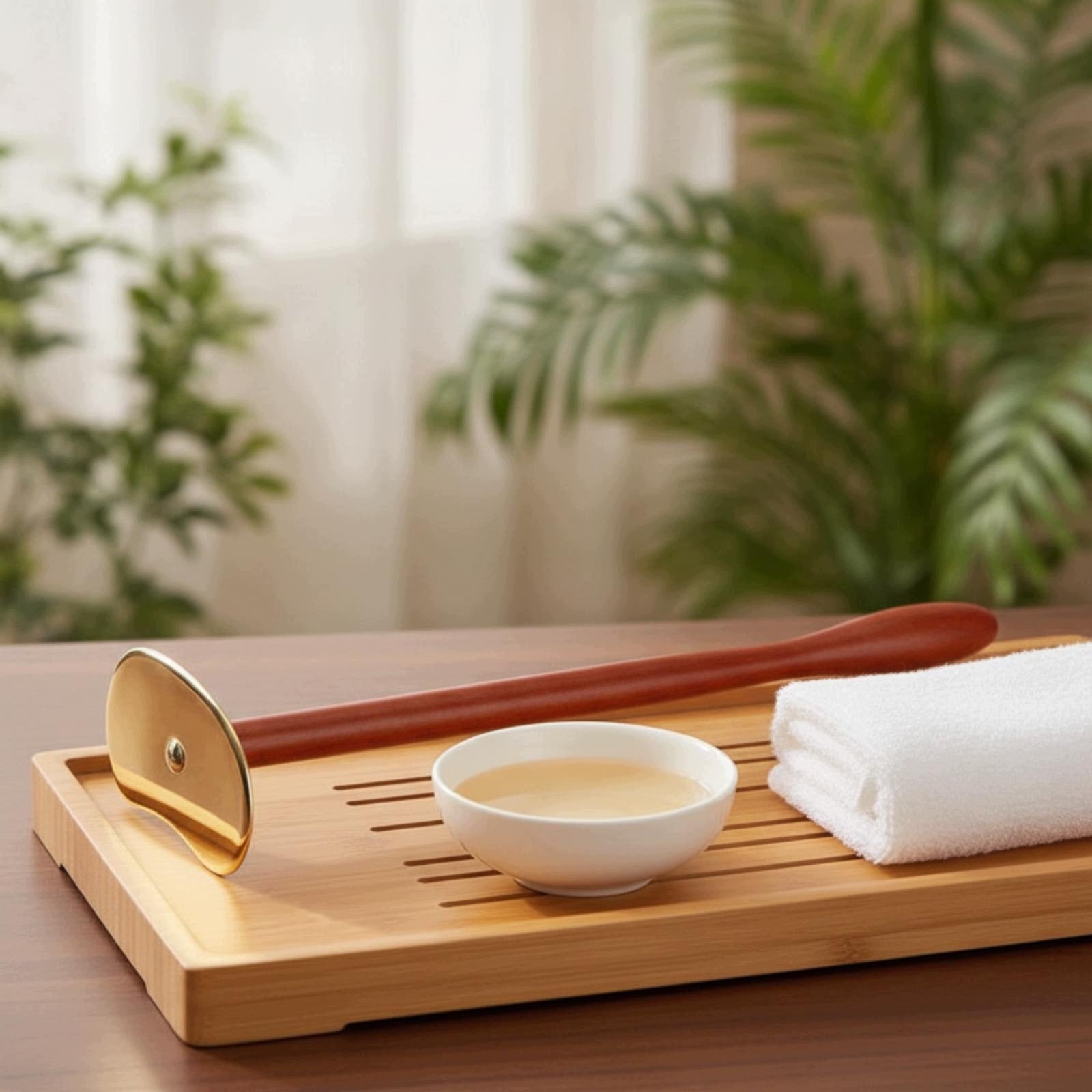 Taiji Gua Sha Tool Easy Grip Gua Sha Tool with Wooden Long Brass Tai Chi Medical device no