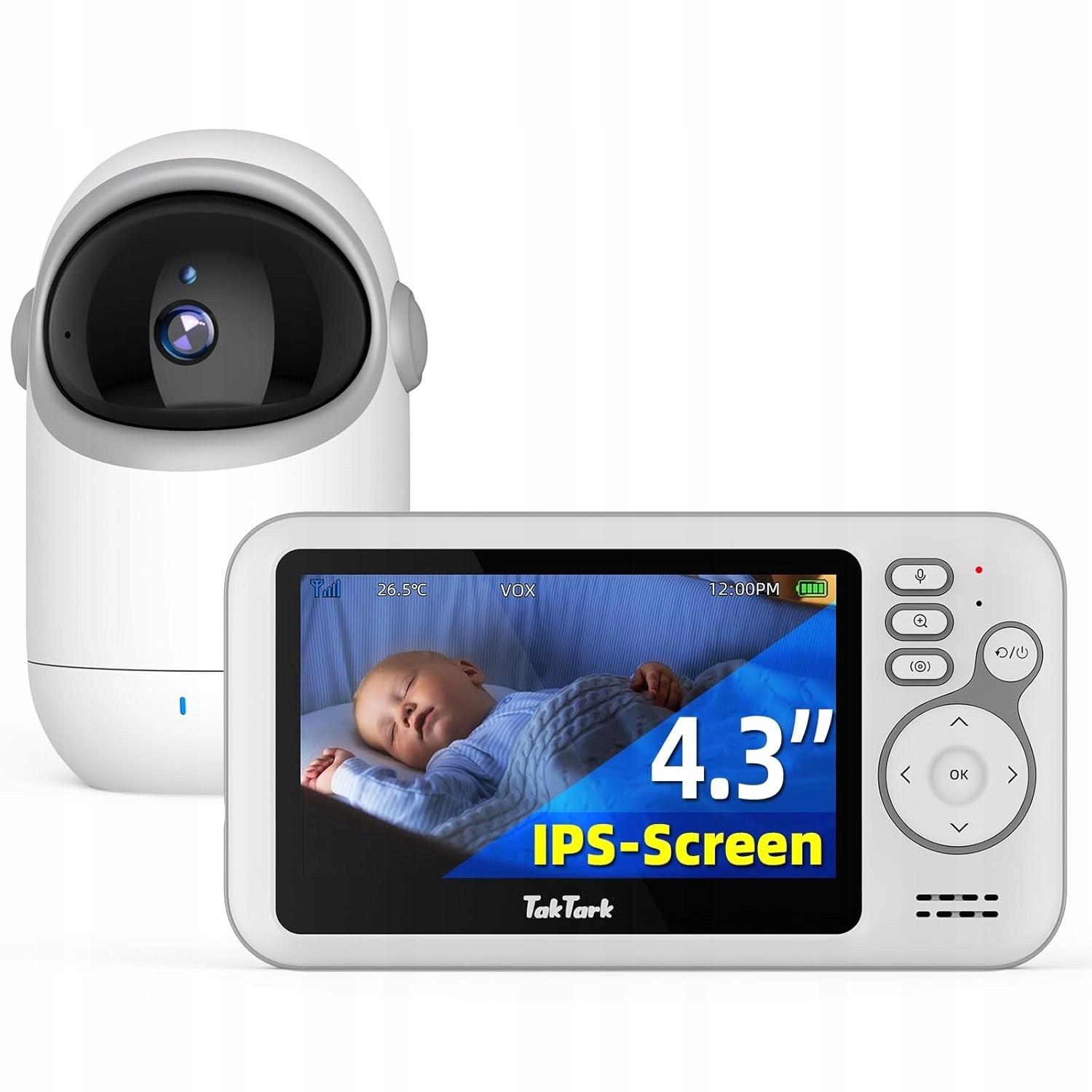 TakTark Babyphone Camera 4,3" Two-Way VOX Night Vision