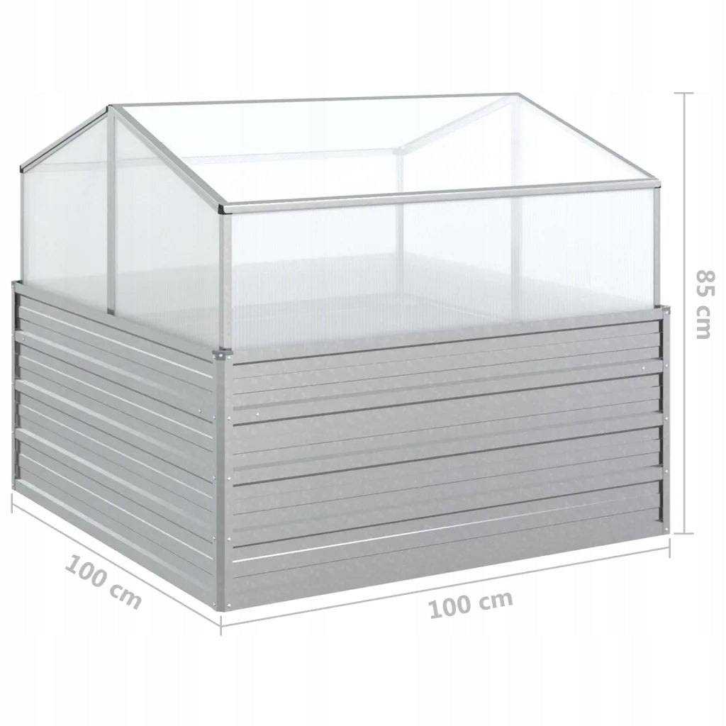 Tall garden planter with greenhouse, 100x100x85 cm, silver EAN (GTIN) 8720286661727