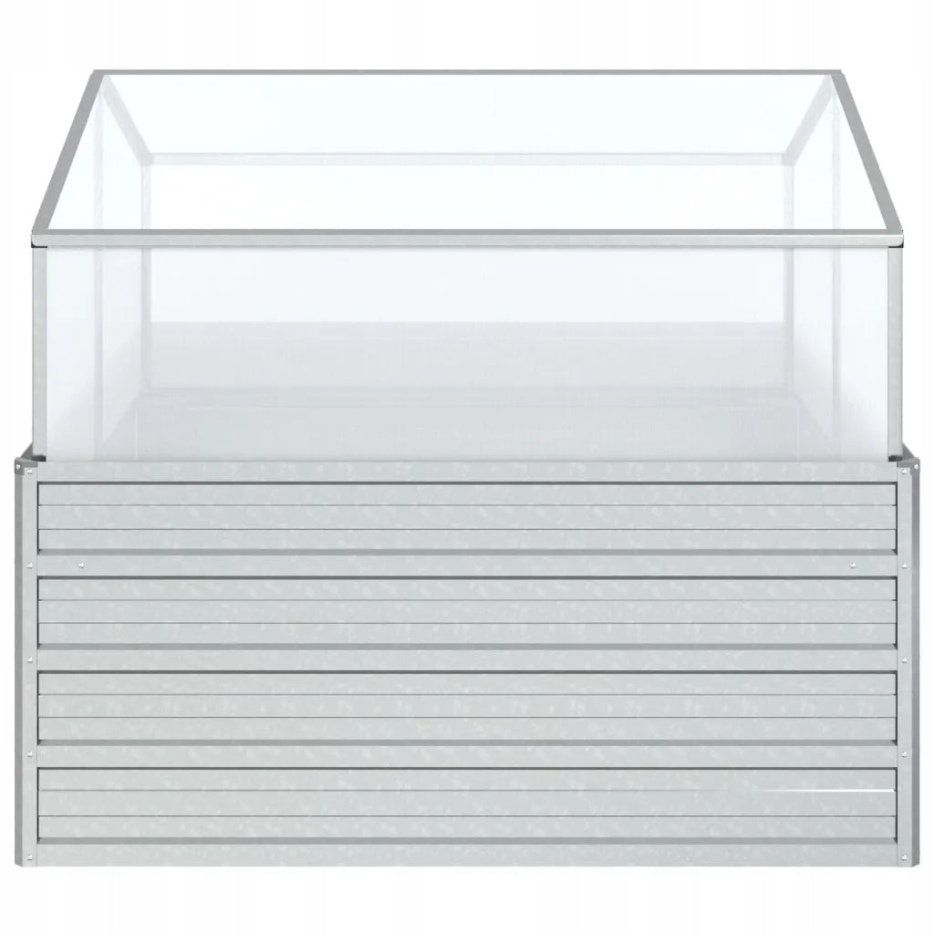 Tall garden planter with greenhouse, 100x100x85 cm, silver Length 100 m