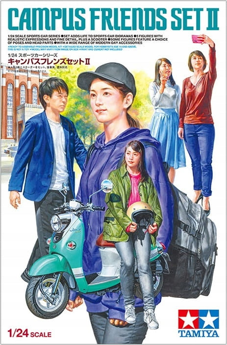 Konstruktorius Tamiya - Campus Friends Set 2 (plus scooter), 1/24, 24356, 8 m.+